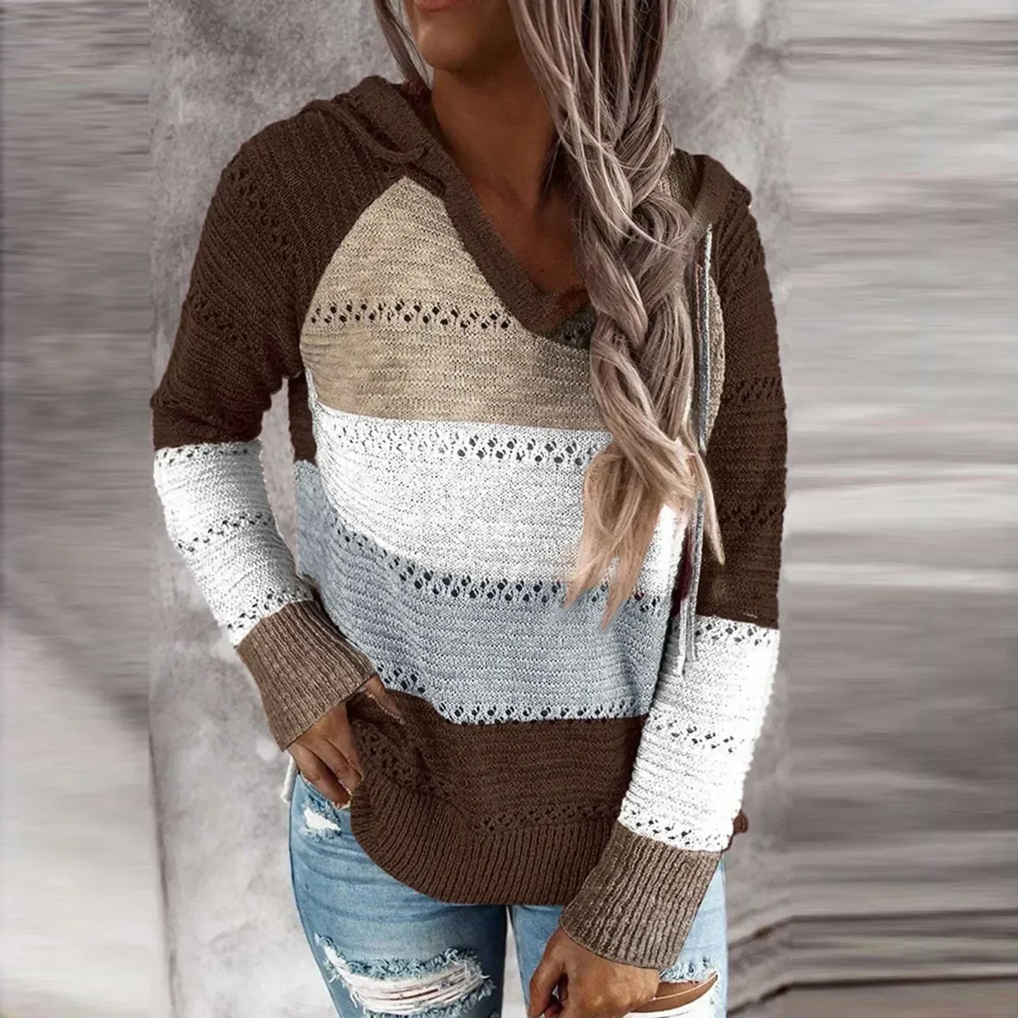 Kapuzenpullover mit Streifen - Jolene