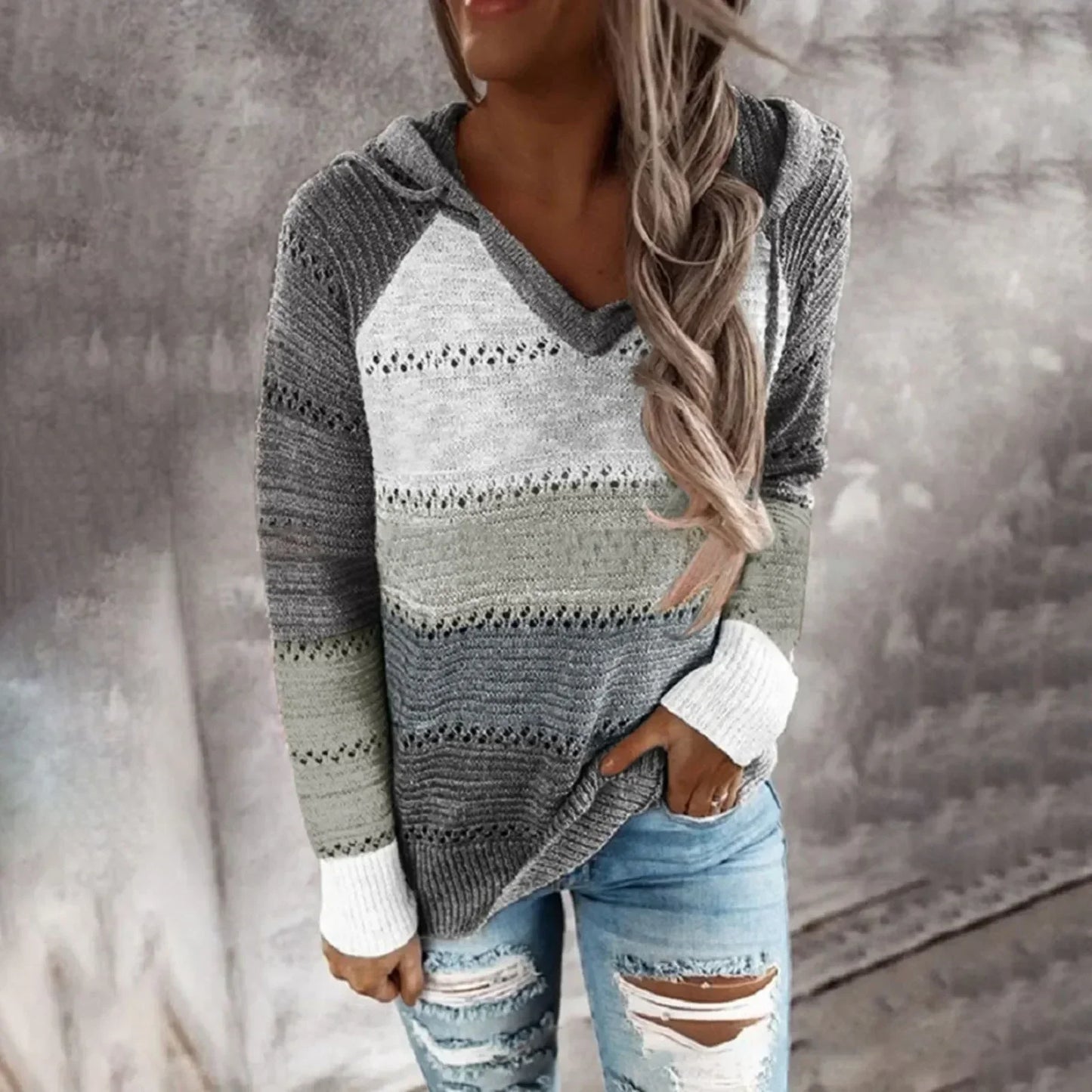 Kapuzenpullover mit Streifen - Jolene