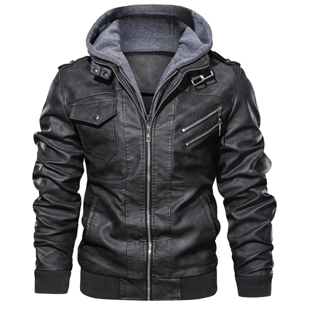 ModeGeist | Herren Lederjacke mit Kapuze