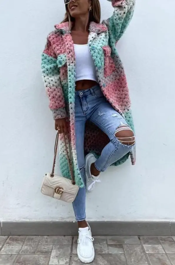 ModeGeist | Mehrfarbige Tweedjacke mit Taschen
