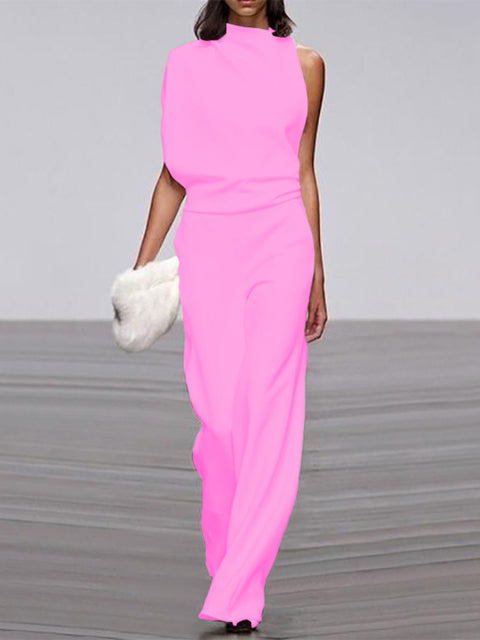 ModeGeist | Damen Jumpsuit mit Rundhalsausschnitt, Armellos und Weitem Bein