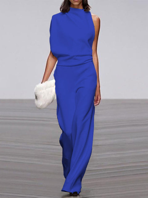 ModeGeist | Damen Jumpsuit mit Rundhalsausschnitt, Armellos und Weitem Bein