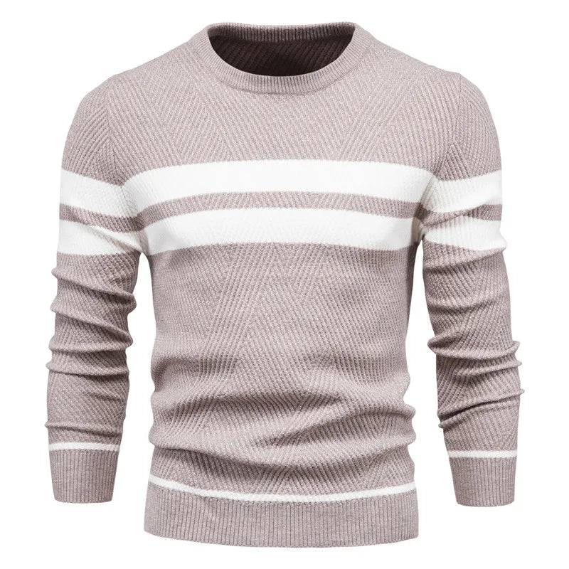 ModeGeist | Strickpullover mit Weißen Streifen Baumwolle Modern, Bequem