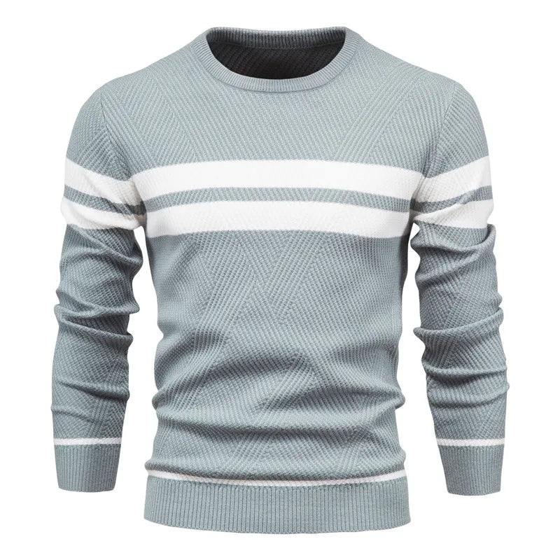 ModeGeist | Strickpullover mit Weißen Streifen Baumwolle Modern, Bequem