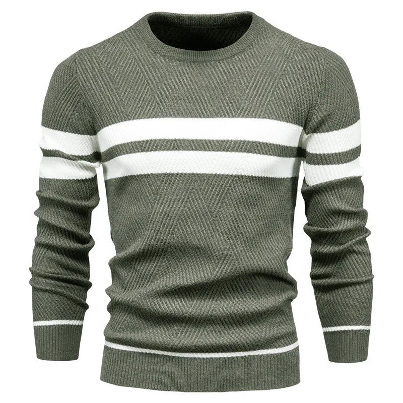 ModeGeist | Strickpullover mit Weißen Streifen Baumwolle Modern, Bequem