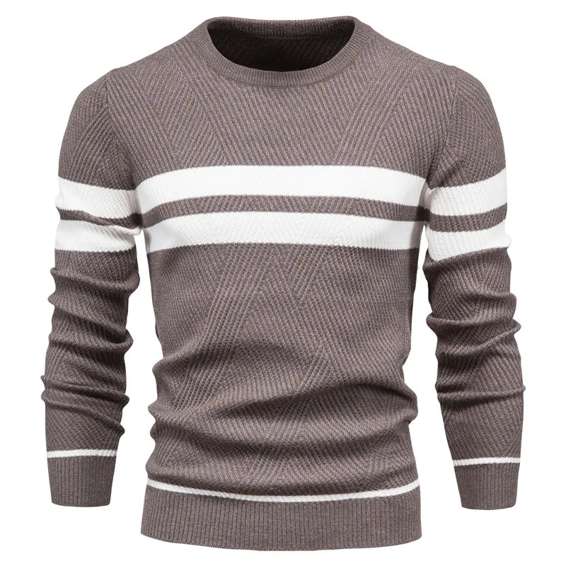 ModeGeist | Strickpullover mit Weißen Streifen Baumwolle Modern, Bequem