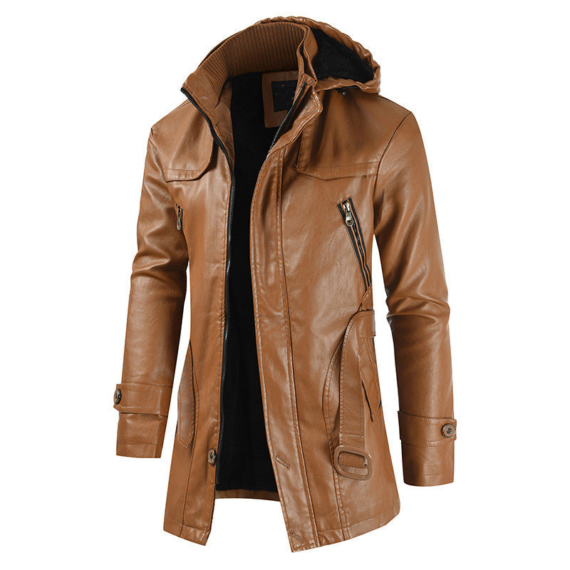Lederjacke mit Doppelkragen für Herren