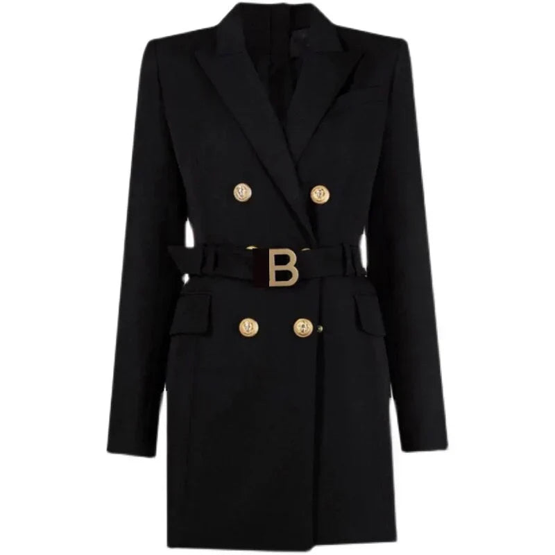 Avelena Classic Blazer Dress: Belt & Luxurious Buttons