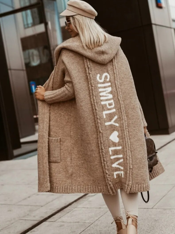 ModeGeist | langer Cardigan mit Kapuze Weich & Warm