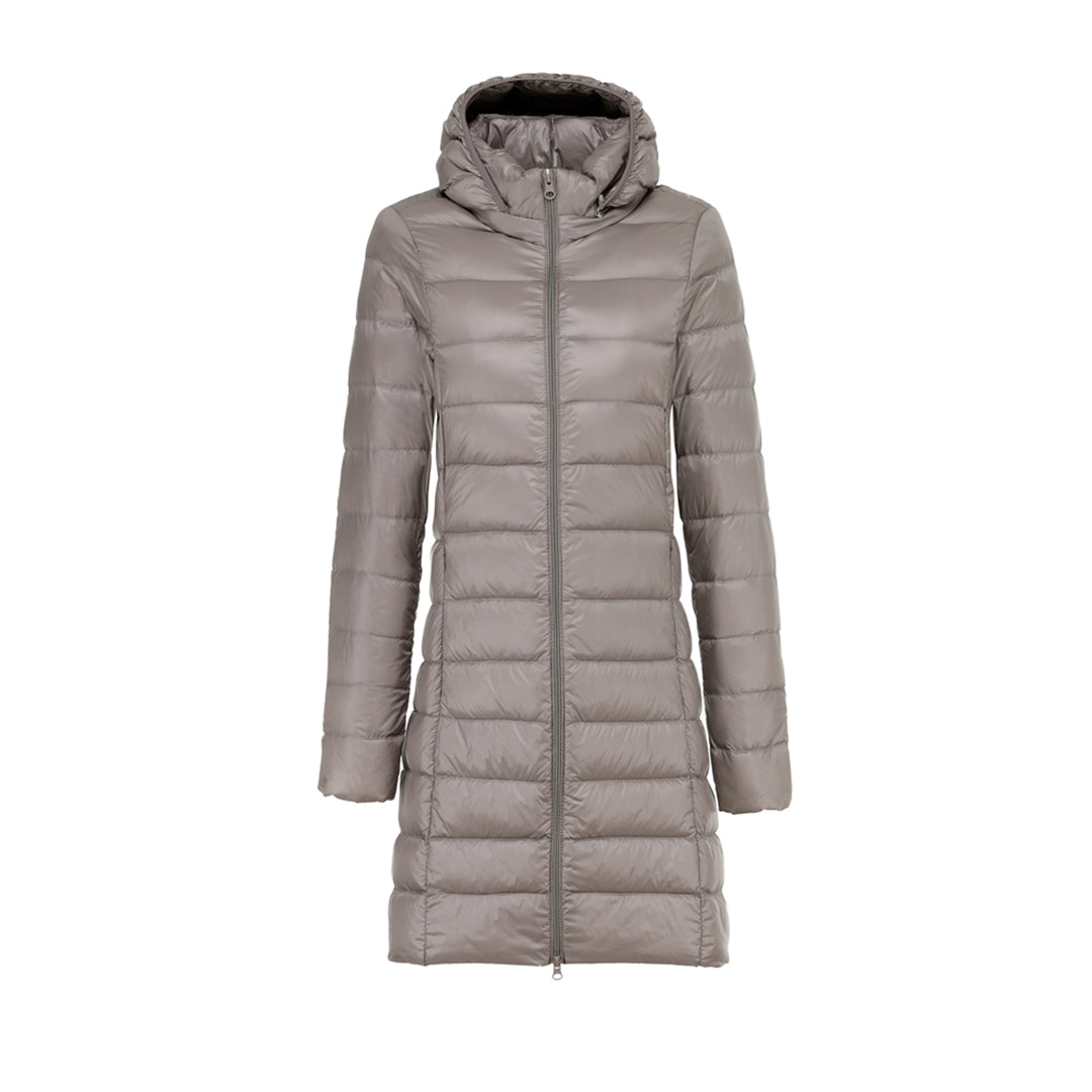ModeGeist | Steppjacke mit Kapuze für Damen - Lang