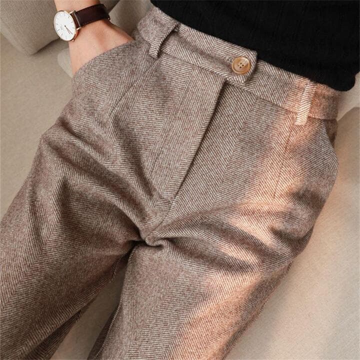 MODEGEIST Damen Elegante Stoffhose Klassische Passform