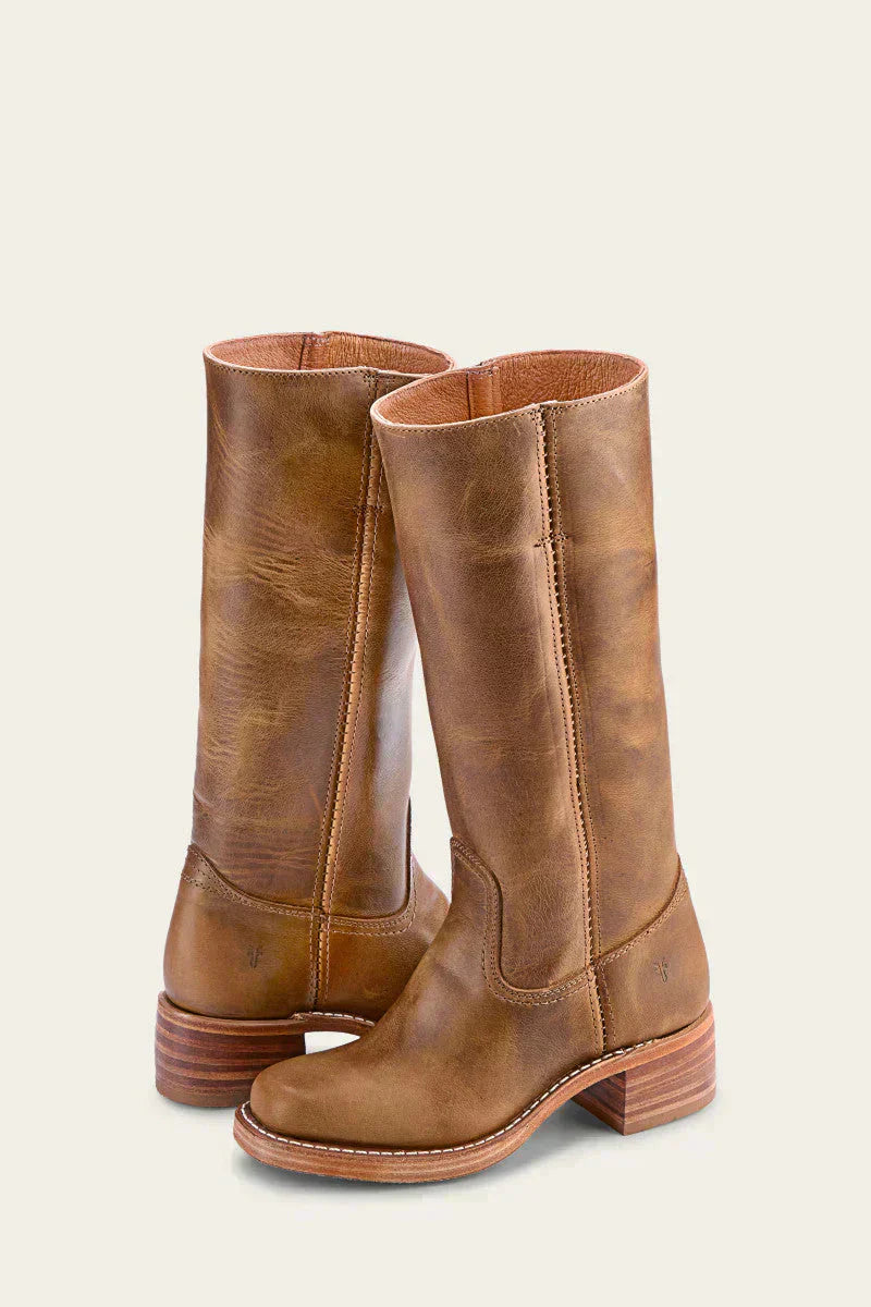 MODEGEIST Damen Kniestiefel Slim-Fit strukturierte Sohle Schwarz
