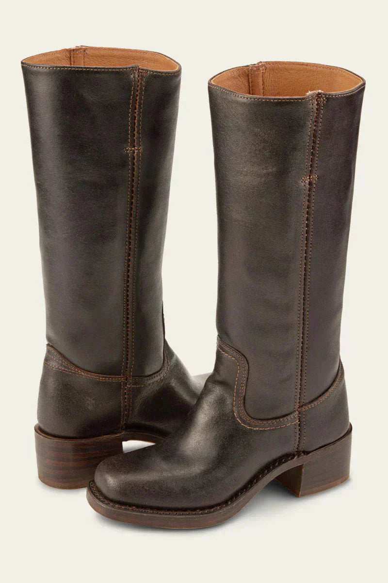 MODEGEIST Damen Kniestiefel Slim-Fit strukturierte Sohle