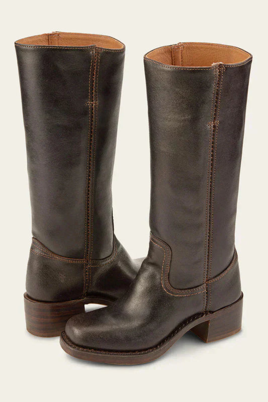 MODEGEIST Damen Kniestiefel Slim-Fit strukturierte Sohle
