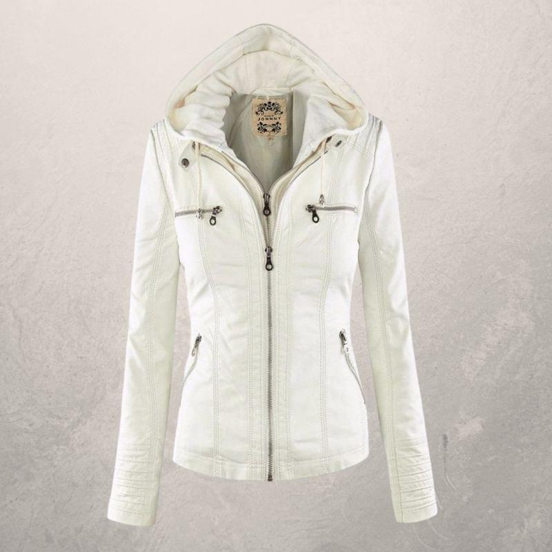 ModeGeist | Lederjacke - Kunstleder Slim Fit Kapuzenzip-Jacke