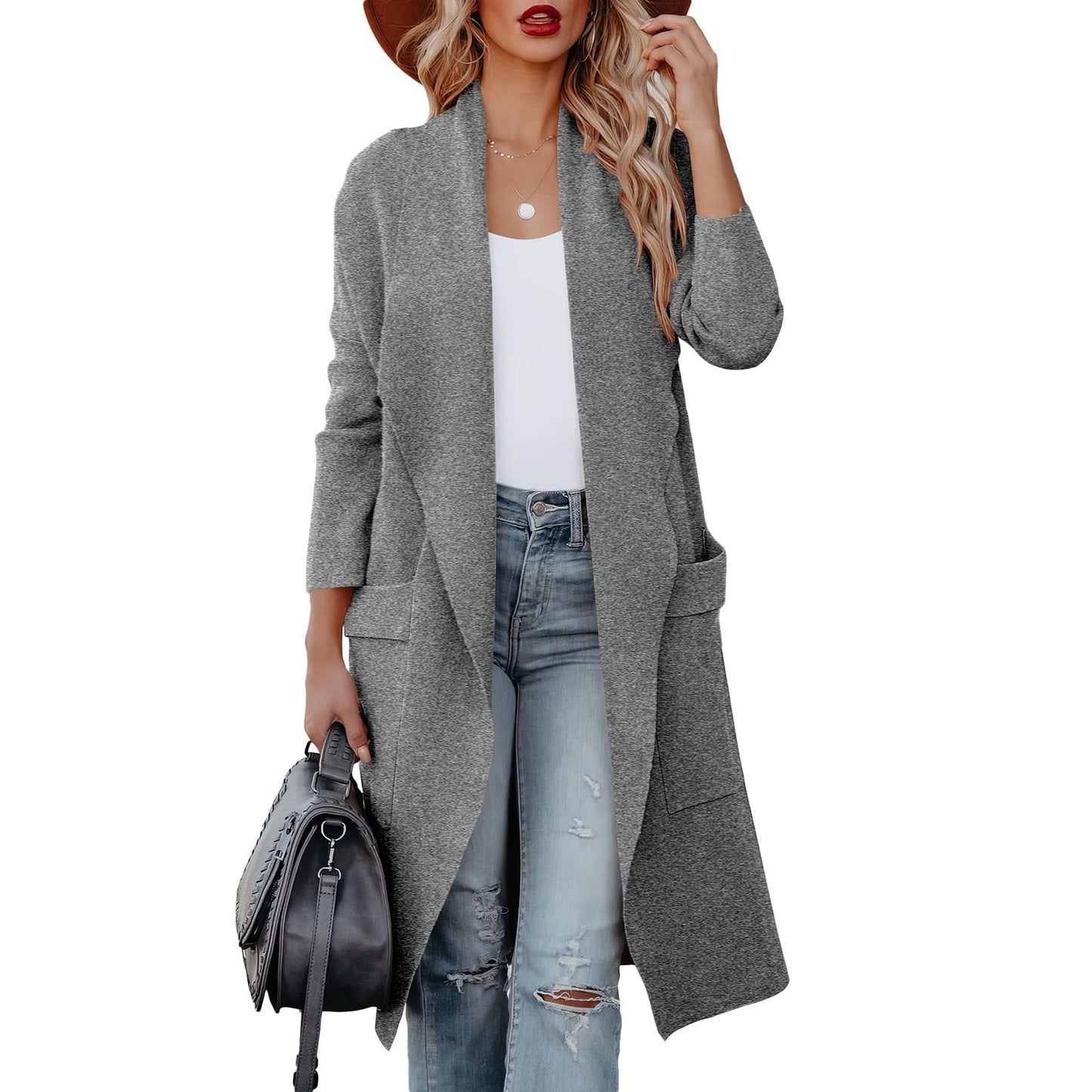 ModeGeist | Eleganter Strick Winter Suede Mantel für Frauen
