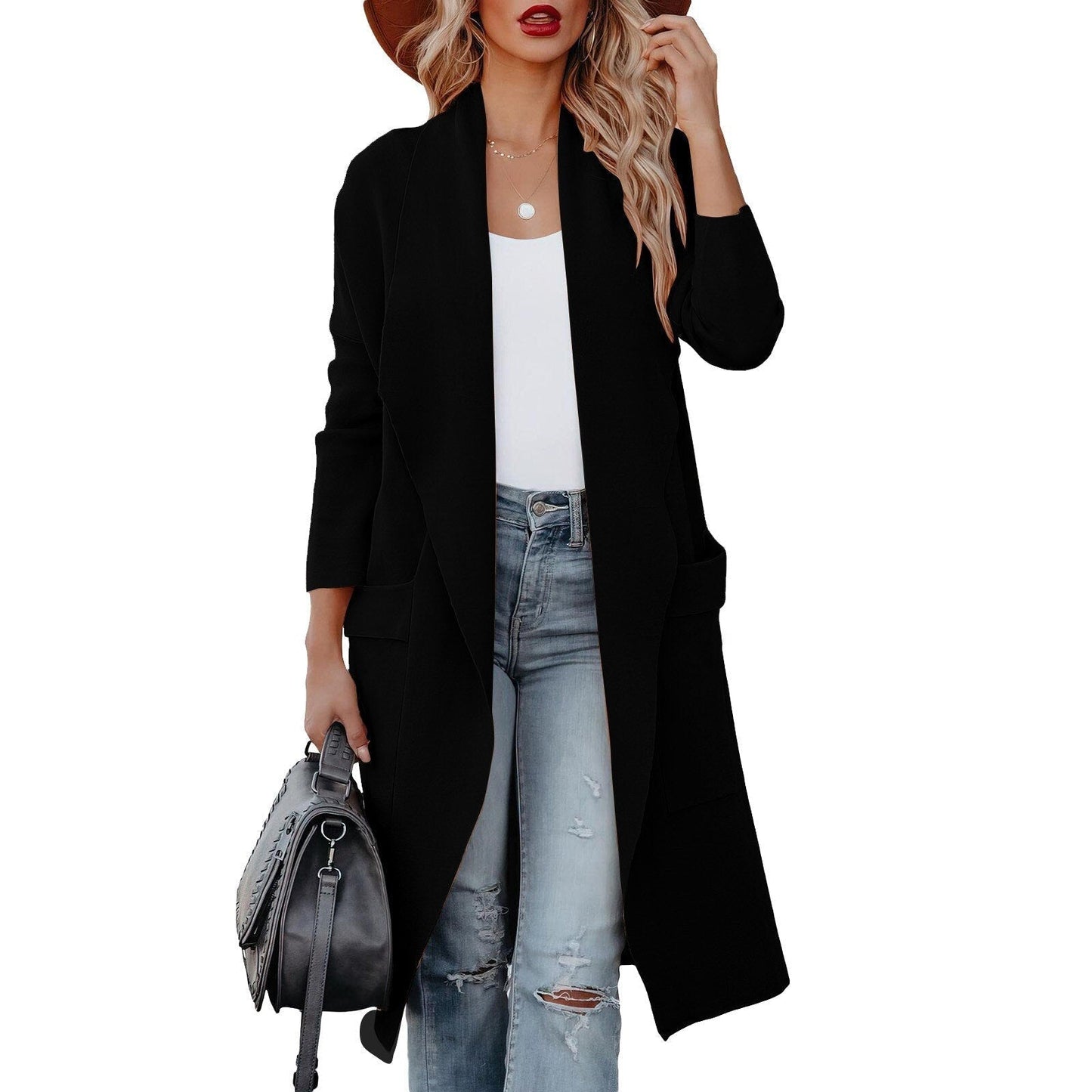 ModeGeist | Eleganter Strick Winter Suede Mantel für Frauen