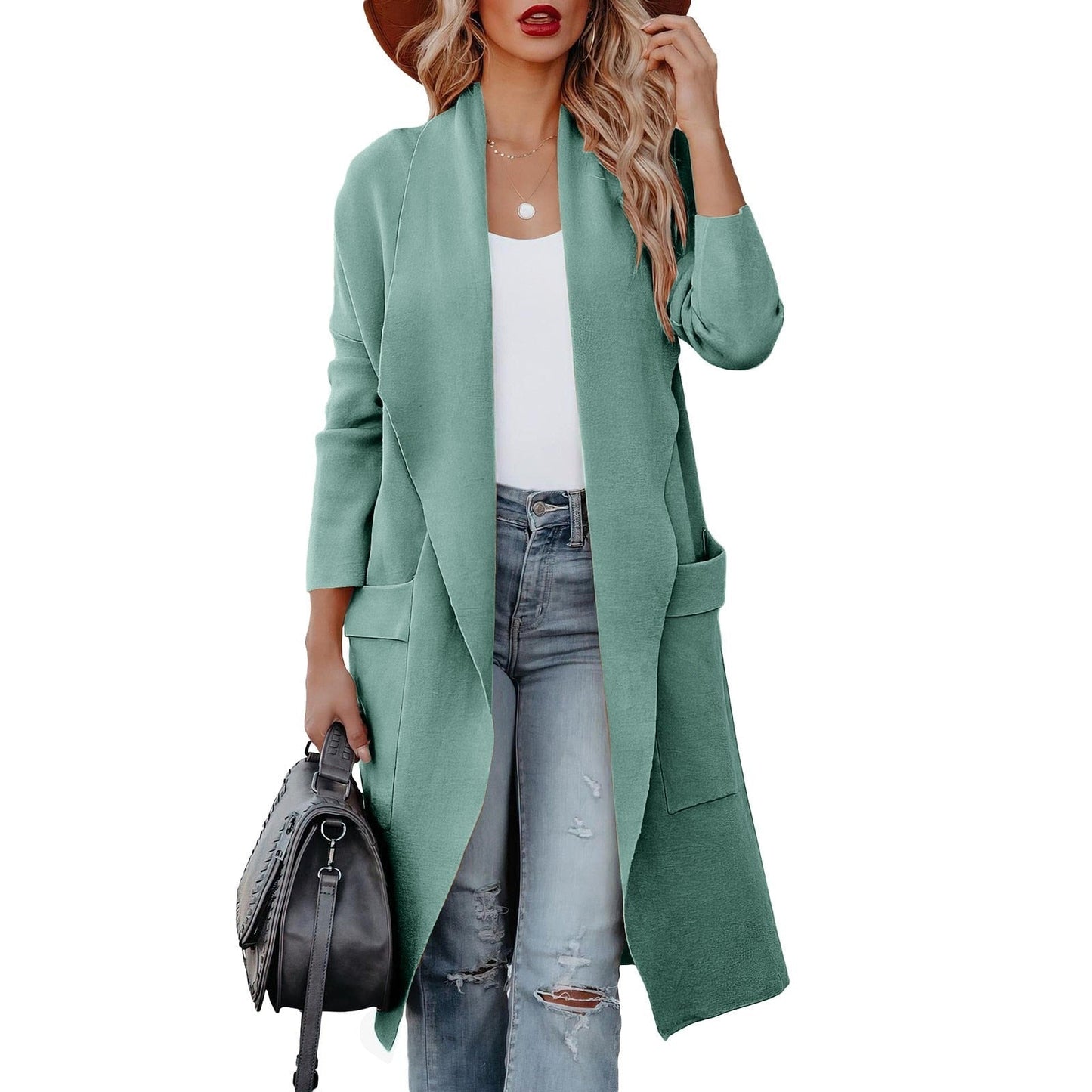 ModeGeist | Eleganter Strick Winter Suede Mantel für Frauen