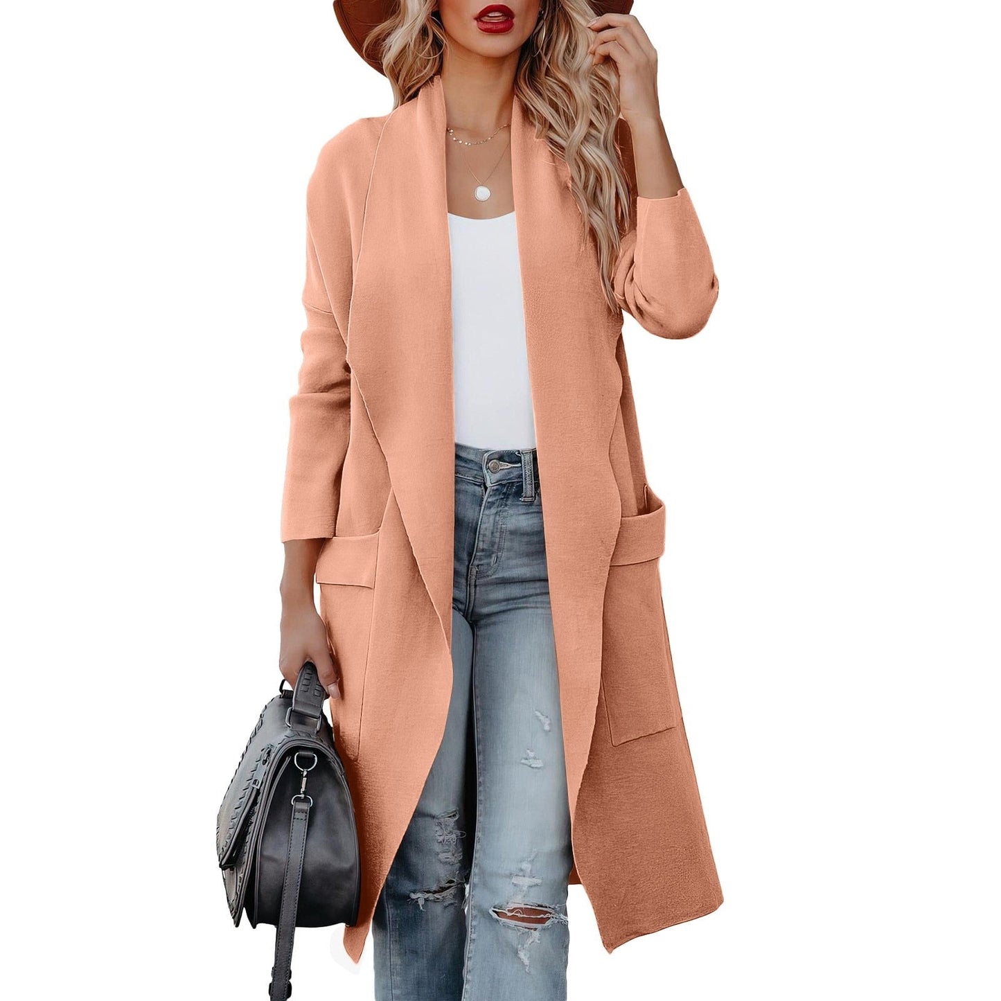 ModeGeist | Eleganter Strick Winter Suede Mantel für Frauen