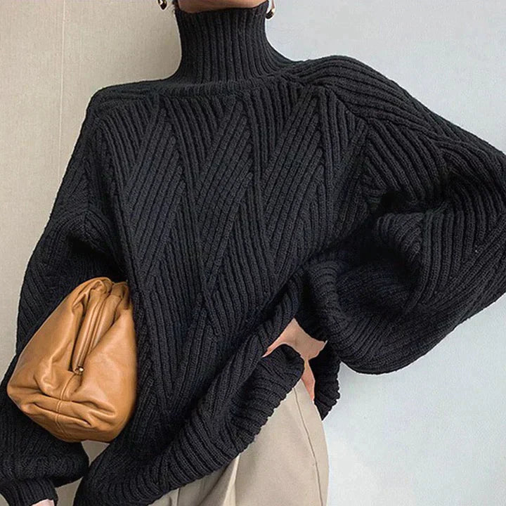 Schwarzer Damen-Rollkragenpullover mit elegantem Design