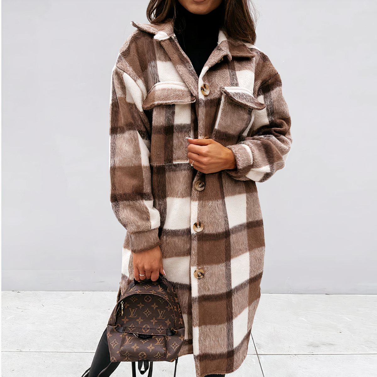 ModeGeist | Lange karierte Winterjacke