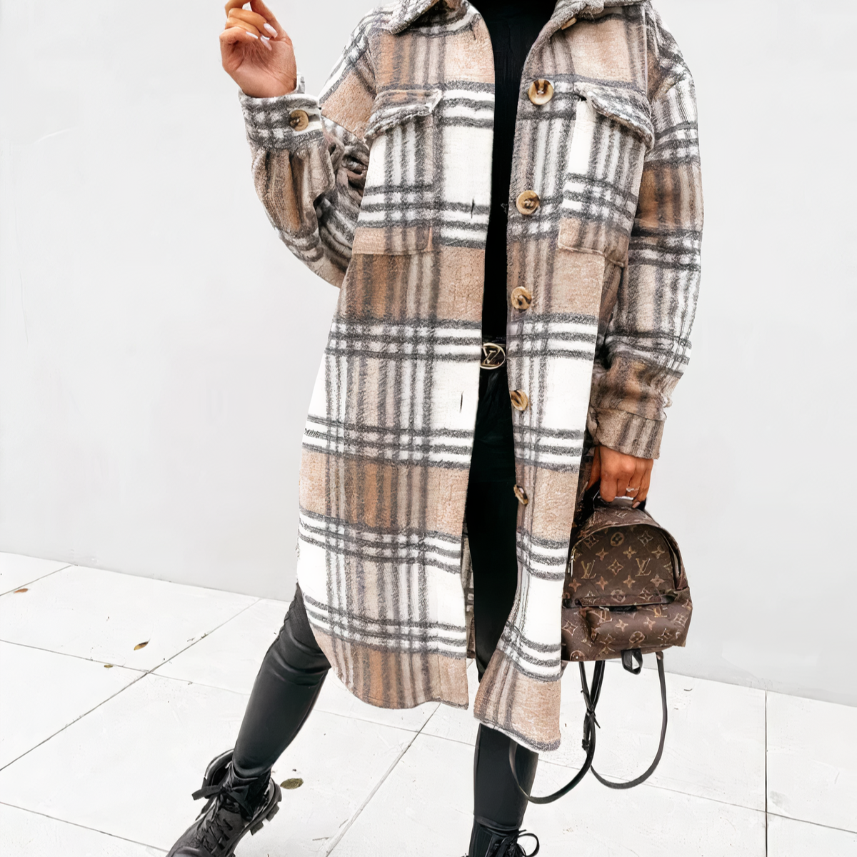 ModeGeist | Lange karierte Winterjacke