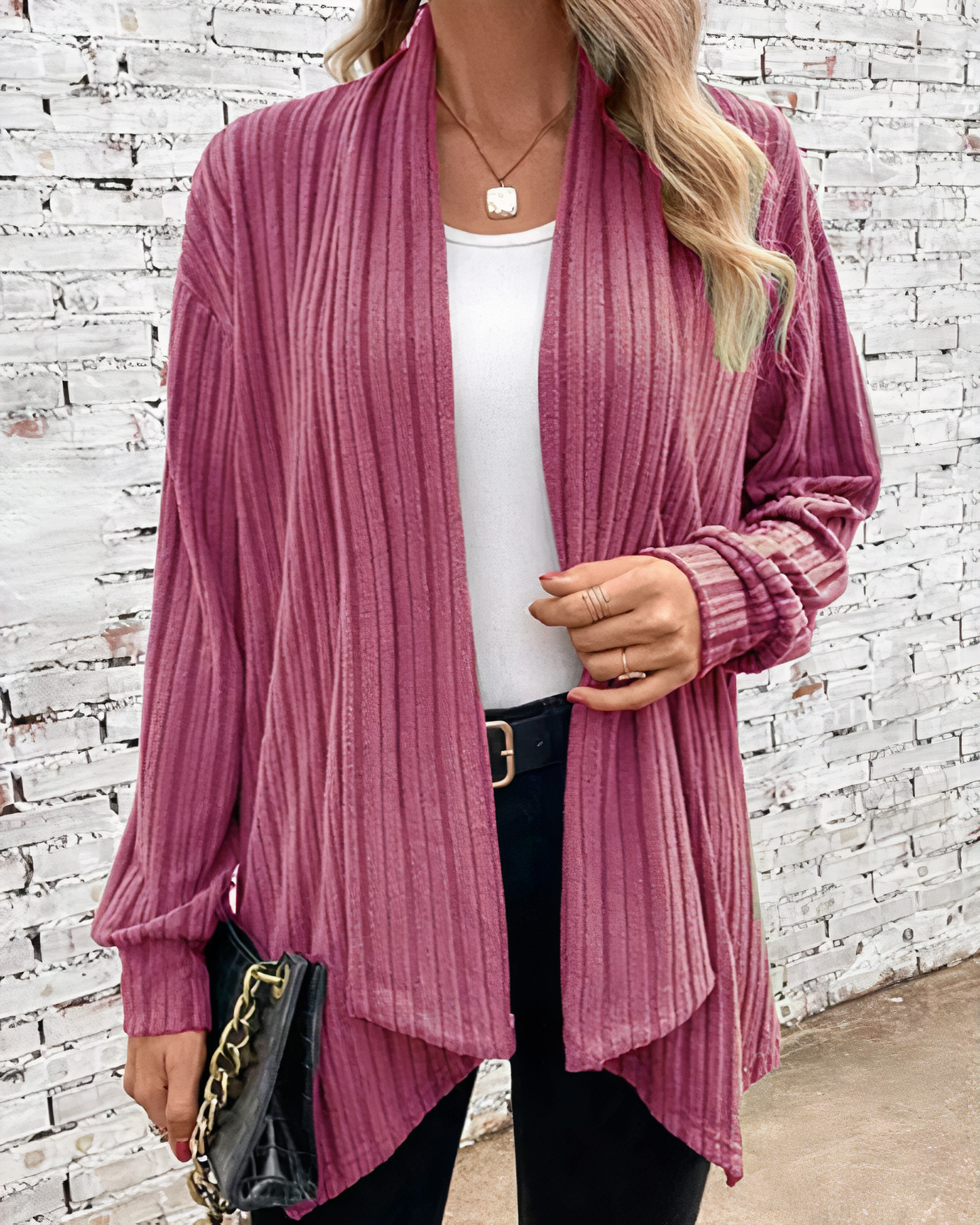 Offene Strickjacke mit Streifen - Leah
