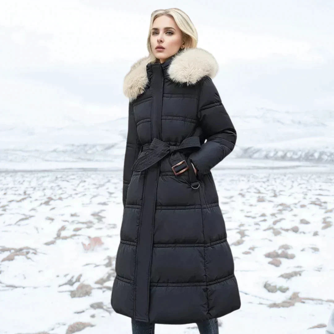 ModeGeist | Daunenjacke für Damen - Warm und Leicht - mit Kapuze und Kunstpelz - Reißverschluss Closure