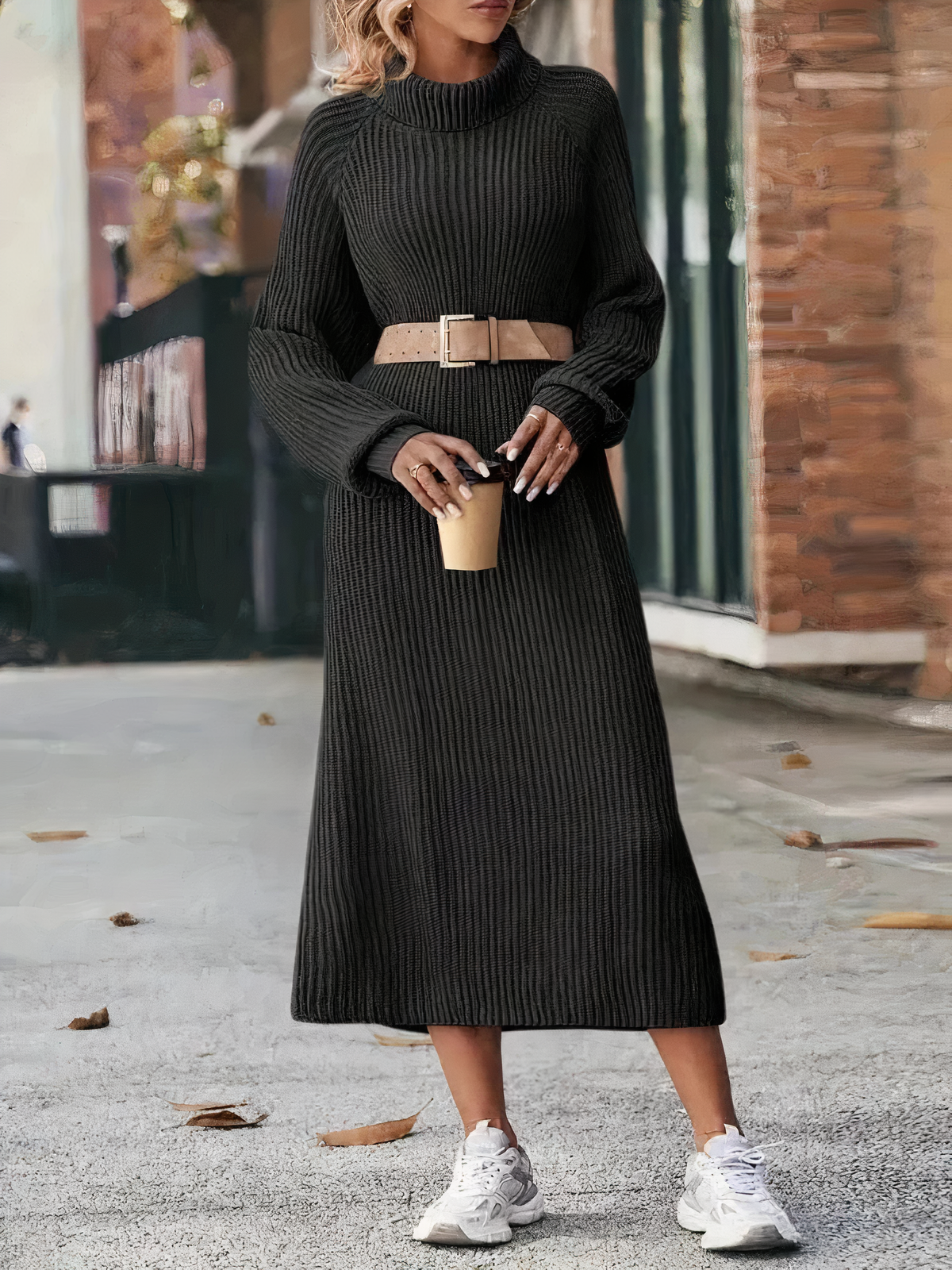 Stilvolles Rollkragen-Strickkleid - Lilian