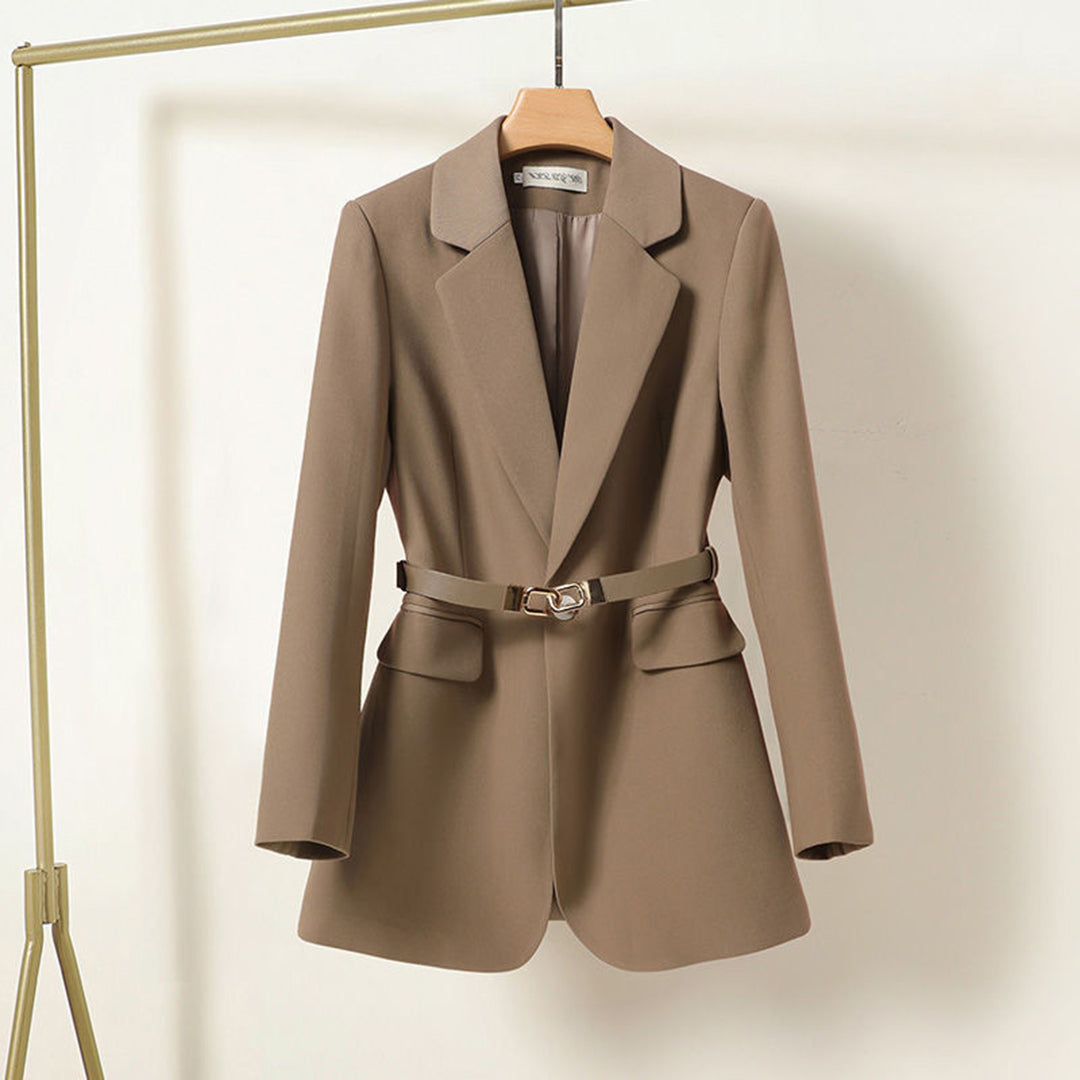 ModeGeist | Langer Maßgeschneiderter Blazer mit Gürtel für Frauen Herbstausgabe