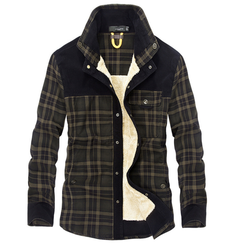 ModeGeist | Flanell Winterjacke für Herren mit Stehkragen