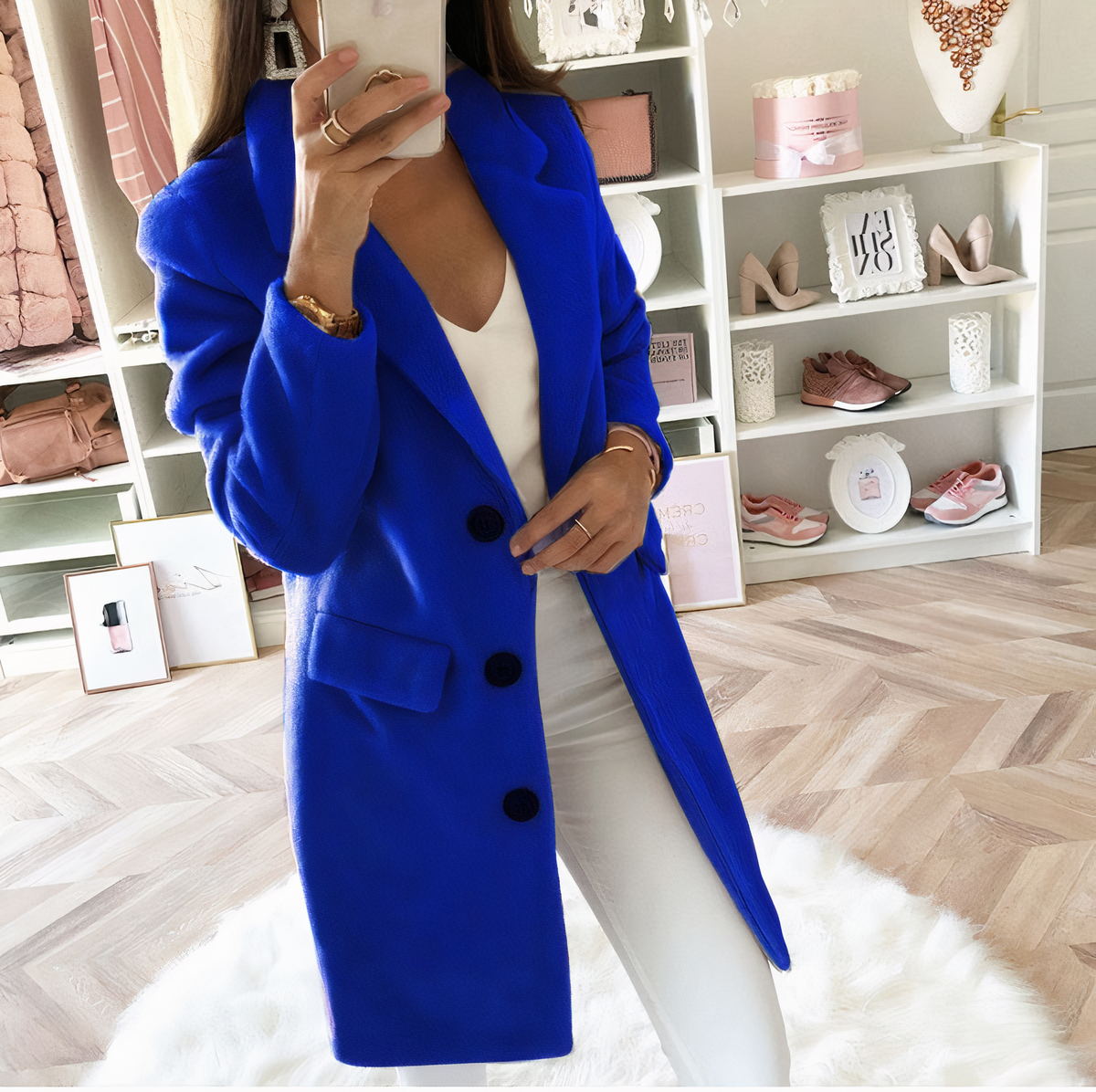 ModeGeist | mantel - stylische lange Damenjacke mit Knöpfen für die modebewusste Frau