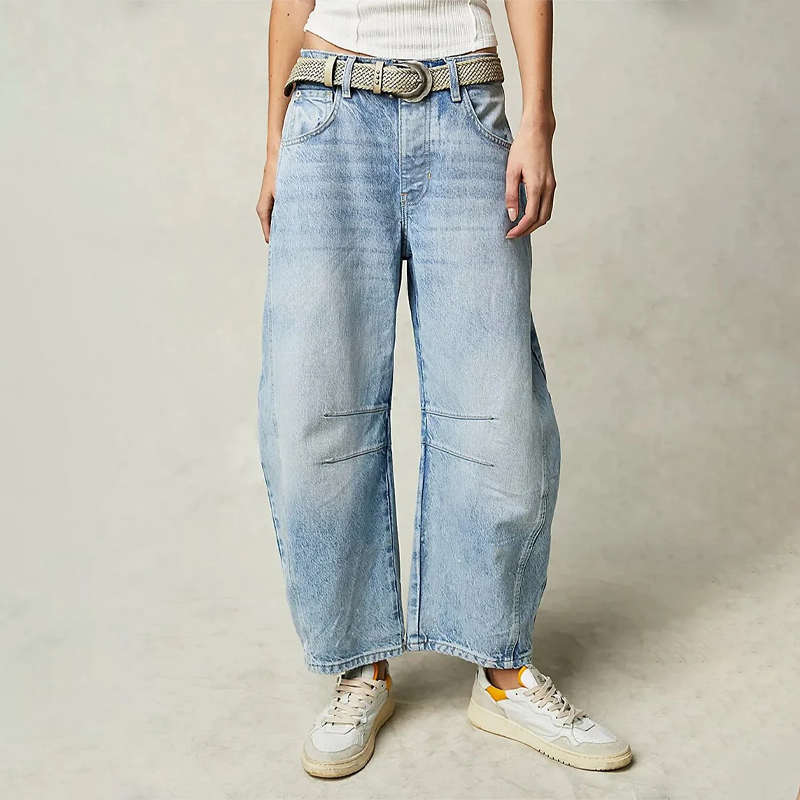 Yareli Damenhose: Weite Hose mit hoher Taille im lässigen Stil