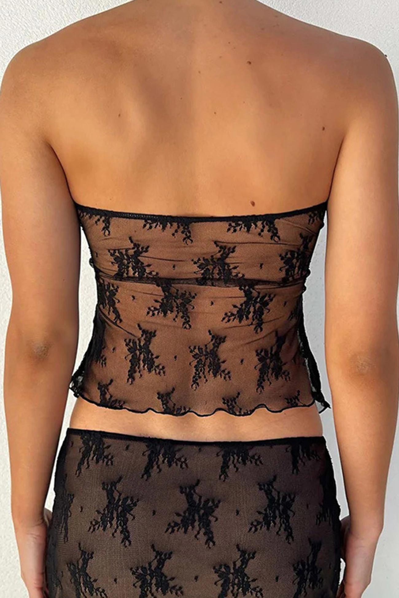 Fudus Hollow-Out Strapless Top and Midi Skirt Set
