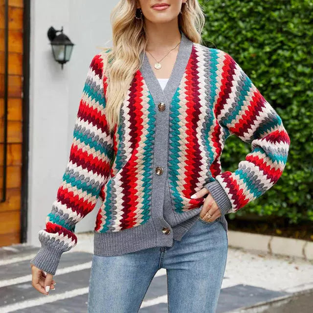 ModeGeist | Bunter Strick Strickjacke