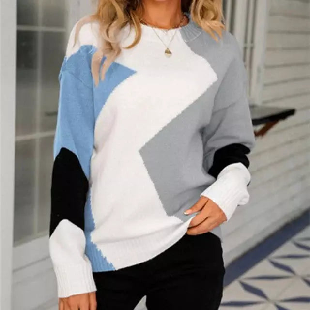 ModeGeist | Pullover in Kontrastfarbe mit Geripptem Saum