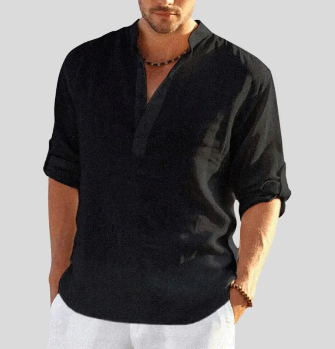 Elegante Leinenhemd von Laurenz mit Kragen