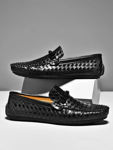 MODEGEIST Men's Leather Slip-on Breathable Fashion Loafers