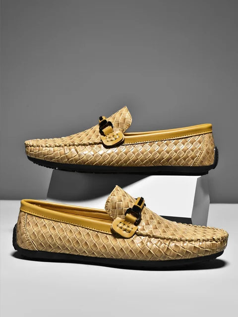 MODEGEIST Men's Leather Slip-on Breathable Fashion Loafers