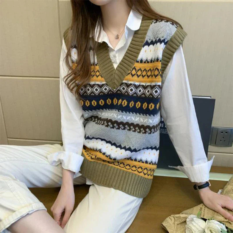 Strickweste ohne Ärmel mit geometrischem Muster – Venna