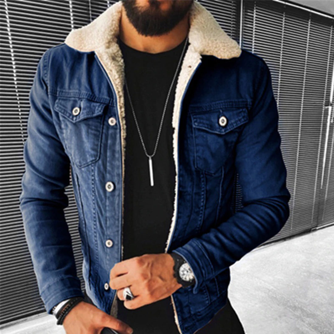Herren-Jeansjacken mit Fellkragen