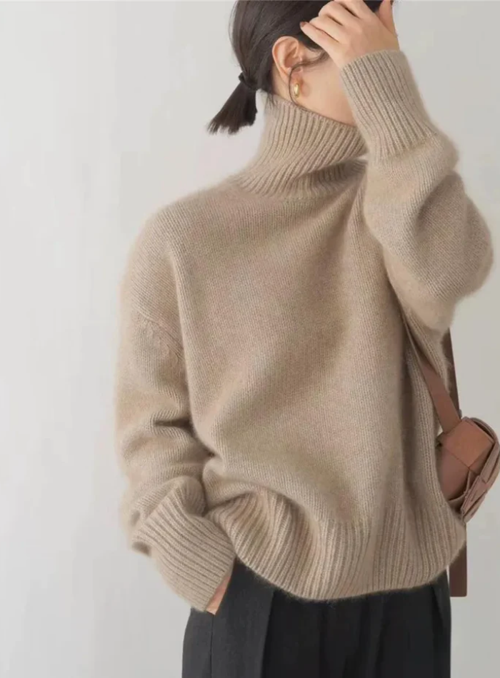 MODEGEIST Damen Rollkragenpullover Weiche Strickware Gemütlich