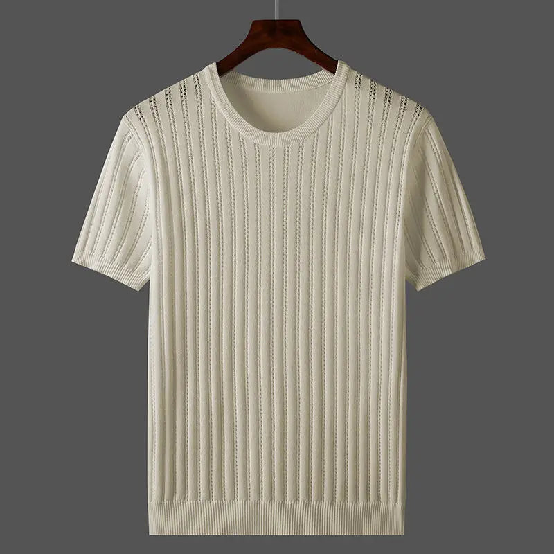Baumwoll-Strick-T-Shirt für Herren mit kurzen Ärmeln
