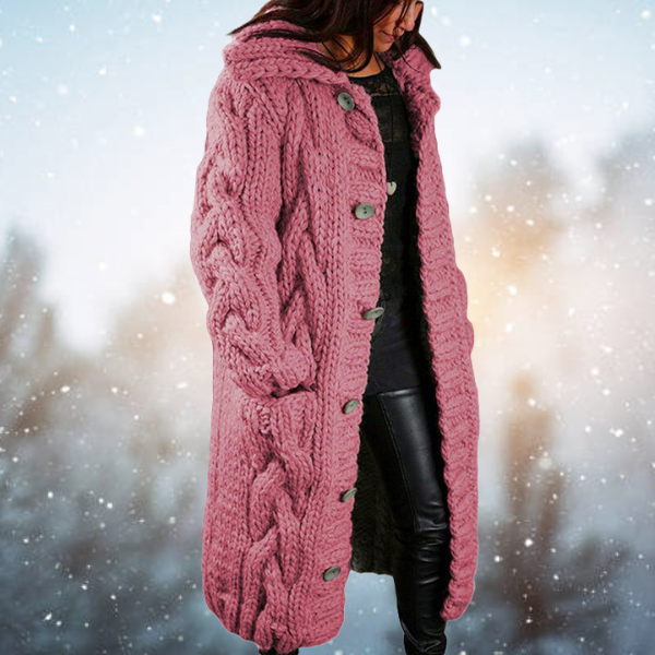 ModeGeist | Verlängerte Strickjacke mit Geflochtenem Design Robuste Acrylwolle Perfekt für Kaltes Wetter