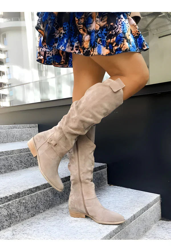 ModeGeist | Wildleder Kniehohe Stiefel Elegant