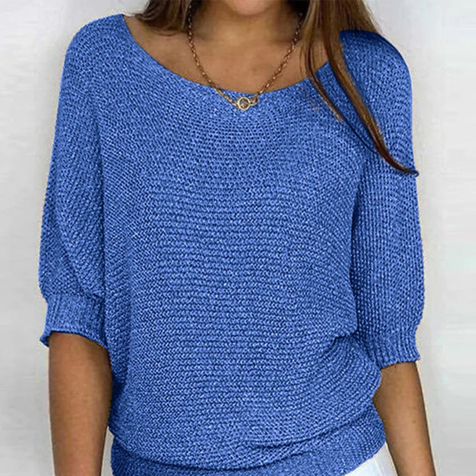 ModeGeist | Luftige Damenbluse mit Stilvollem Gestricktem Muster