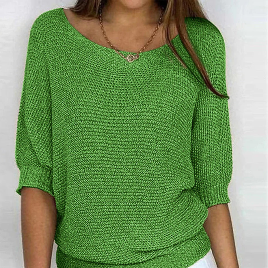 ModeGeist | Luftige Damenbluse mit Stilvollem Gestricktem Muster