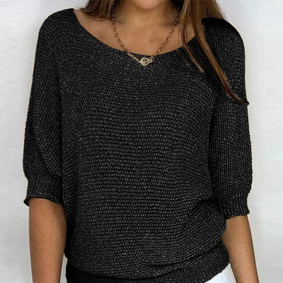 ModeGeist | Luftige Damenbluse mit Stilvollem Gestricktem Muster