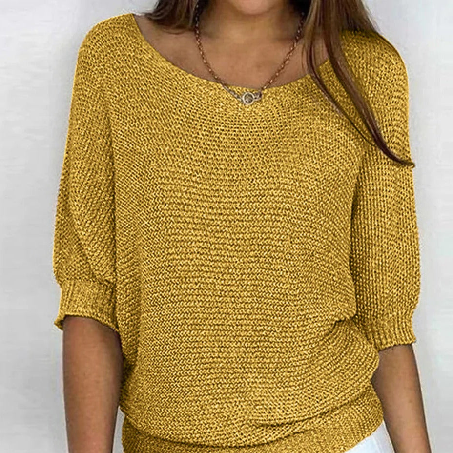 ModeGeist | Luftige Damenbluse mit Stilvollem Gestricktem Muster