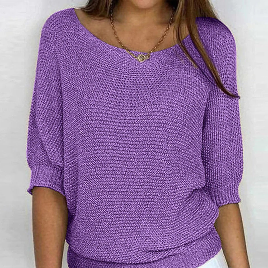 ModeGeist | Luftige Damenbluse mit Stilvollem Gestricktem Muster